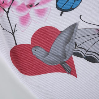 Round neck butterfly print ribbed tank top