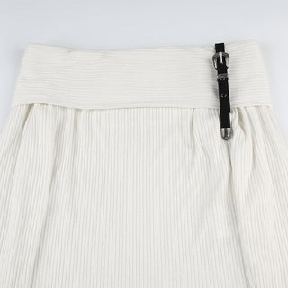 Knitted off shoulder buckle long sleeve solid top