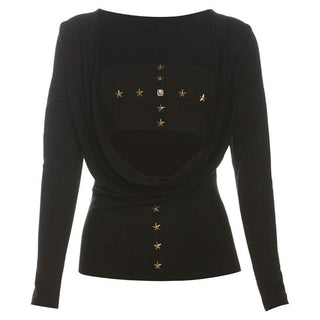 Long sleeve star applique solid 2 piece top