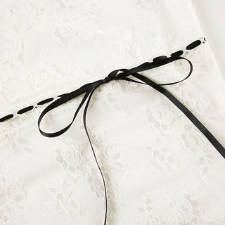 Long sleeve v neck flower lace hem ruffle top