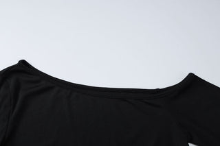 Halter one shoulder long sleeve beaded solid top