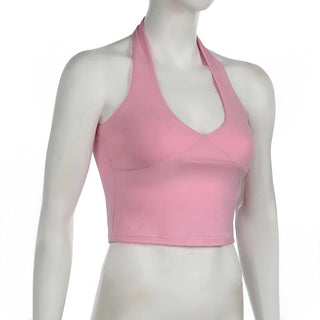Halter backless solid crop top