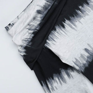 Irregular long sleeve one shoulder striped maxi dress