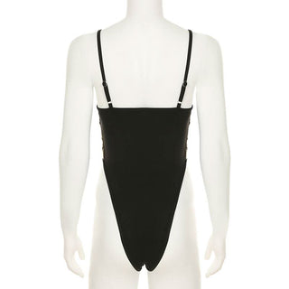 Leopard print u neck glitter button cami bodysuit