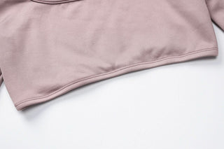 Long sleeve u neck backless solid top