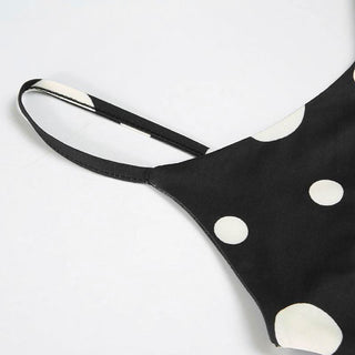 U neck polka dot ruffle cami mini dress