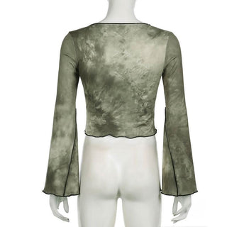 Long sleeve tie dye crop top