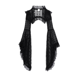 Long flared sleeve lace ruffle shrug top