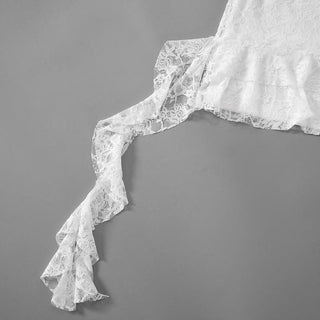 One shoulder long sleeve lace ruffle mini dress