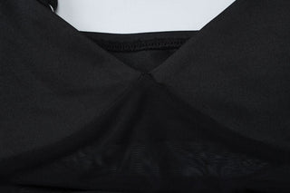 V neck mesh hollow out cami cut out maxi dress