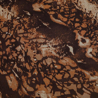 U neck print mesh backless cami maxi dress