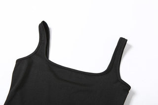 Square neck sleeveless backless solid romper