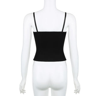 Lace up stitch ribbon sweetheart neck bustier cami top