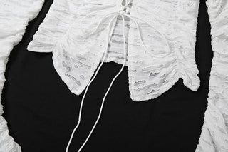 Long sleeve cross front textured top