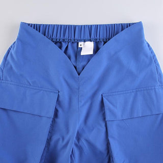 V waist pocket straight solid cargo pant