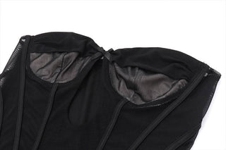 Bustier hollow out bowknot tube bodysuit