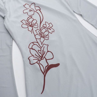 Long sleeve mesh flower print ruffle mini dress