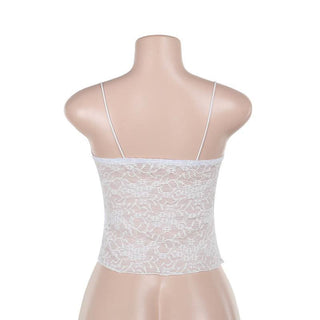 Lace slit ruched bowknot spaghetti strap top