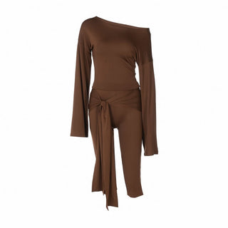 Irregular long sleeve medium rise solid pant set
