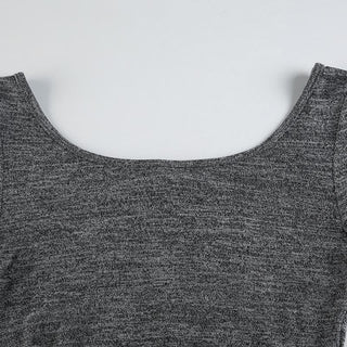 Long sleeve u neck self tie solid top