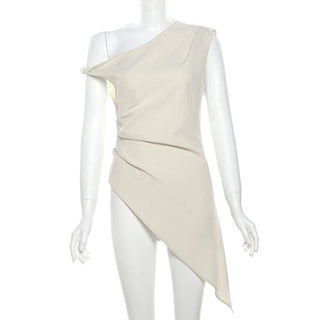 Off shoulder irregular solid zip-up top