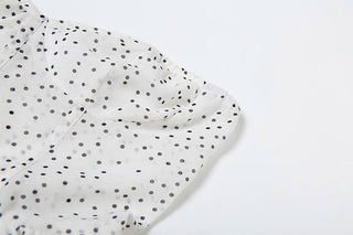 Sweetheart neck polka dot ruffle mini dress