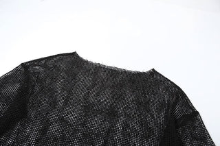 Long sleeve fishnet solid top