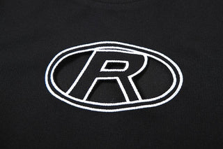 Short sleeve crewneck "R"embroidery crop top
