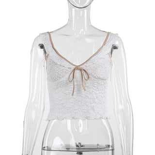 V neck ruffle textured smocked cami top