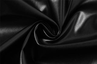 Irregular one shoulder PU leather ruched mini skirt set