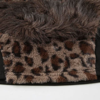 Halter high neck fluffy leopard print top