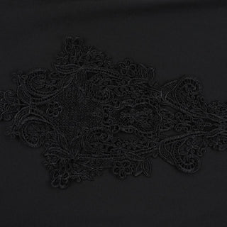 Hoodie long sleeve lace hem embroidery hollow out cut out mini dress