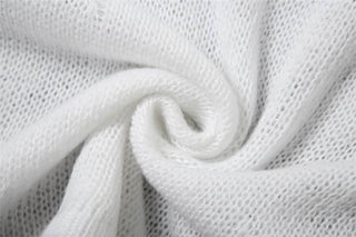 Self tie halter hollow out see through knitted cut out maxi dress