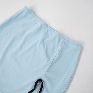 Short sleeve bowknot crop mini skirt set