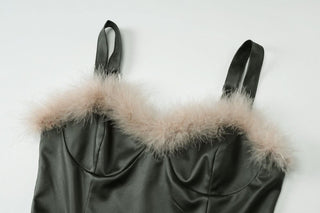 Sweetheart neck fluffy cami top