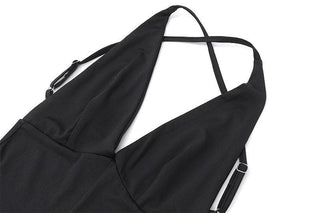 Deep V neck cross back backless ruched solid cami romper