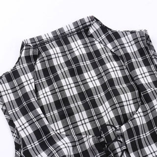Plaid sleeveless lace up corset top