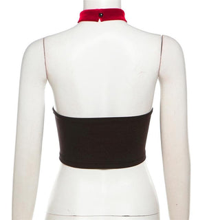 Velvet sweetheart neck button backless tube top
