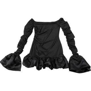 Off shoulder long sleeve ruched mini dress