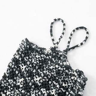 Long sleeve knitted tassels cross back contrast mini dress-final-sale