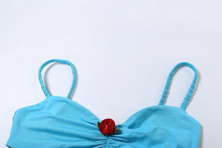 V neck rose applique contrast 2 piece cami top