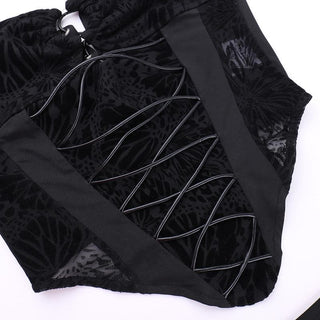 O ring bustier lace up see through tube pant set