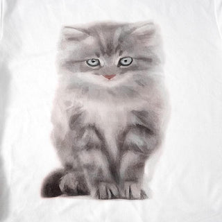 Short sleeve cat print o ring top