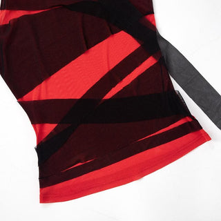 High neck sheer mesh patchwork top
