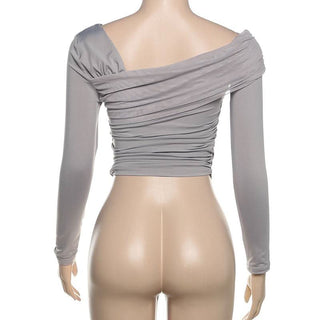 Off shoulder long sleeve ruched top