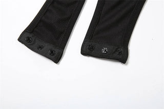 High neck long sleeve hollow out mesh bodysuit