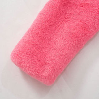 Zip-up long sleeve fluffy turnover collar crop top