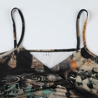 V neck abstract backless cami top