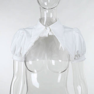 Puff sleeve solid button shrug top