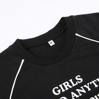 Pocket letter print long sleeve crewneck contrast bodysuit